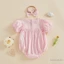 Trẻ sơ sinh Bé gái Trang phục mùa hè Puff Tay ngắn Ruffle Trim Romper và Băng đô