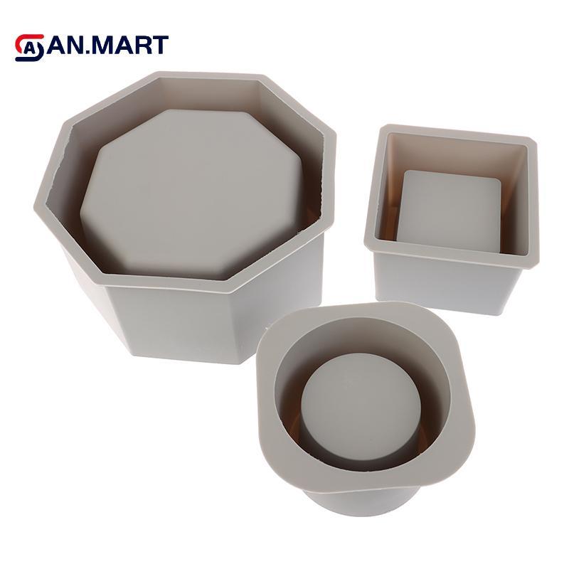 AN.MART Chậu Hoa Silicon DIY Xi Măng Bê Tông Lớn, Khuôn Vuông Nhựa Dính, Giá Đỡ Epoxy Pha Lê Đất Sét VN