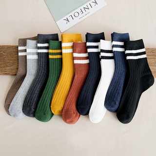 [QUÀ TẶNG] Tất vớ unisex nam nữ kẻ sọc ngang dệt thông hơi sợi cotton thấm hút QT01