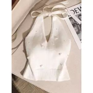 Hot Girl Slim-fit Đính Hạt Dây Camisole Nữ Dây Lưng Thiết Kế Ren Độc Đáo Không Tay Pure Desire Đáy Top26031103