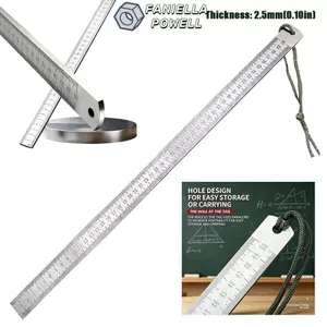 FANIELLAPOWELL 1 Cái Dụng cụ đo lường công nghiệp, Thước thép không gỉ dày 50cm 2,5mm, Đồng hồ đo vẽ đa năng tỷ lệ kép có độ chính xác cao
