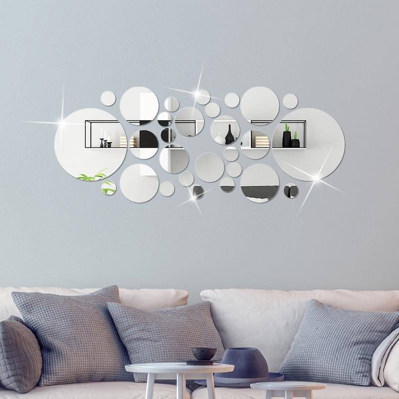 < WHPHous-t > 26 Chiếc Gương Tròn 3D Acrylic Gương Treo Tường DIY Phòng Ngủ Phòng Tắm Và TV Baground Phòng Stier Trang Trí Tường Đẹp
