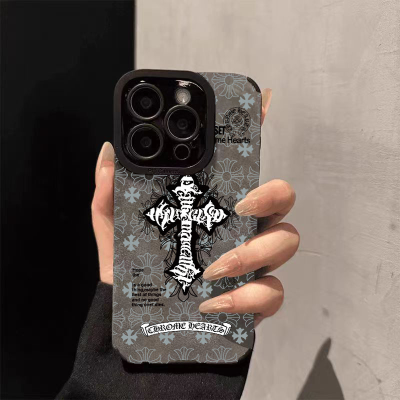 Ốp lưng họa tiết Dark Lines Cross cho iPhone 17 Pro Max/16/15 Plus/14/13/12 Pro - Da lớn