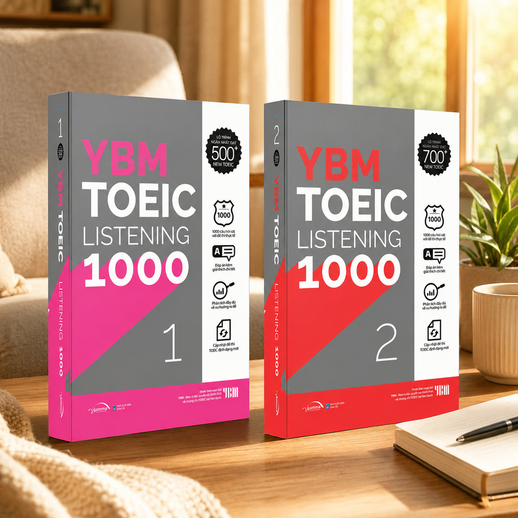 Sách - Lẻ/Combo: YBM TOEIC Listening 1000 Vol 1 + 2– 10 Đề Thi Sát Format TOEIC Mới (Gamma Books)