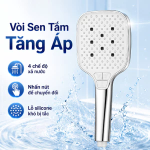 Vòi Sen Tắm Tăng áp,4 Chế độ Xả Nước,nhấn Nút để Chuyển đổi, Lỗ Thoát Nước Bằng Silicone Không Dễ Bị Tắc