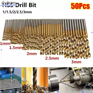DAYBREAK 50 Cái / bộ Mũi khoan HSS, Bộ mũi khoan xoắn tráng titan chống gỉ, Thép tốc độ cao 1 / 1.5 / 2 / 2.5 / 3mm Bảo vệ mài mòn Dụng cụ mở lỗ chế biến gỗ
