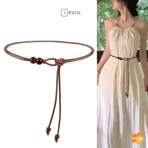 Thắt lưng da tròn thời trang nữ, dây thắt nút trang trí váy áo len