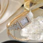 Đồng hồ mở Vòng đeo tay có thể điều chỉnh Đồng hồ đeo tay Full Diamond Dây thép nhỏ Tính khí Đồng hồ cổ điển 26.5.15