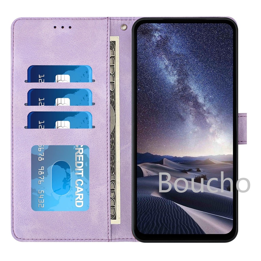Ốp điện thoại lật ví da từ tính cho Honor X7D X9D X5C X6C X7C X8C X9C X5B Plus 400 200 Lite Pro Smart 4G 5G có khe cắm thẻ Dây đeo cổ tay hình hoa mèo Thiết kế dập nổi mặt sau