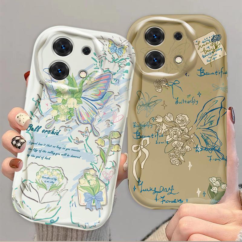 Thích hợp cho Redmi Note 13 Pro 4G 5G POCO M6 Pro 4G Kem 3D Mềm TPU Bướm Hoa Nhiệt Đới Vỏ Điện Thoại Chống Sốc