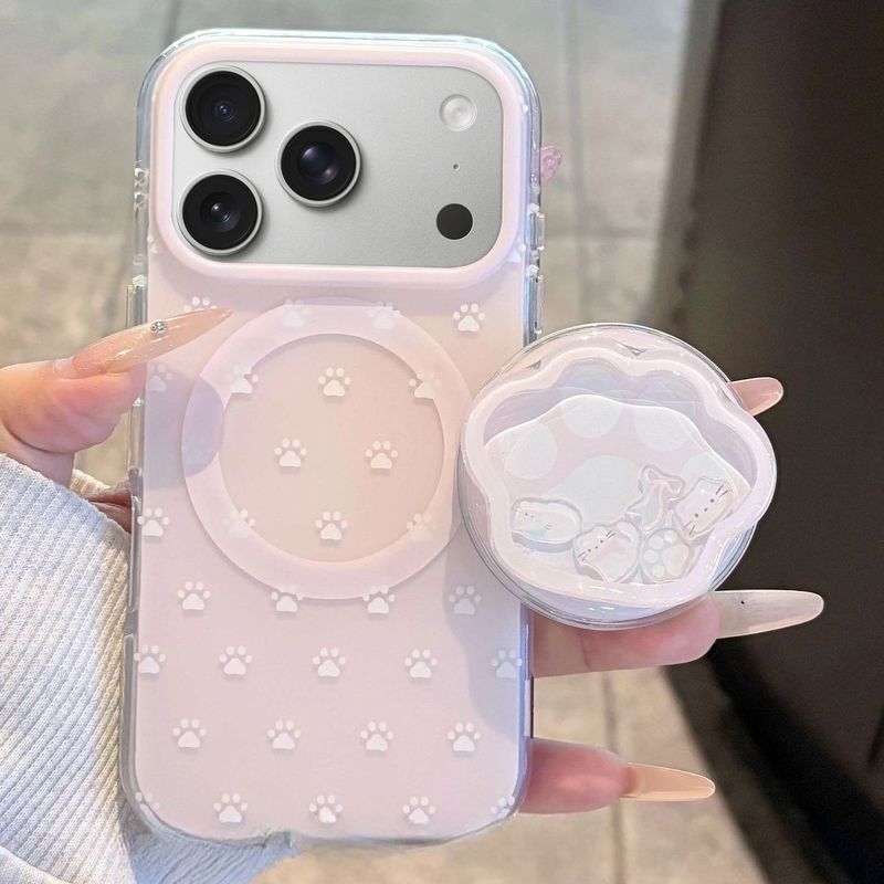Imd Shaking Happy Cat Footprint Vỏ điện thoại Apple 17promax từ tính 16 / 15 / 13 / 14Plus Nữ 12 / x