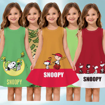 Truyện tranh đậu phộng Snoopy Váy bé gái Charlie Brown Snoopy Váy chữ A không tay Mùa
