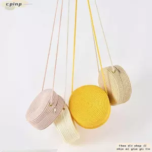 Túi Rơm CPINCP, Túi Xách Ống Hút Tròn Handmade, Túi Đeo Vai Ống Hút Thời Trang Nữ Cô Gái