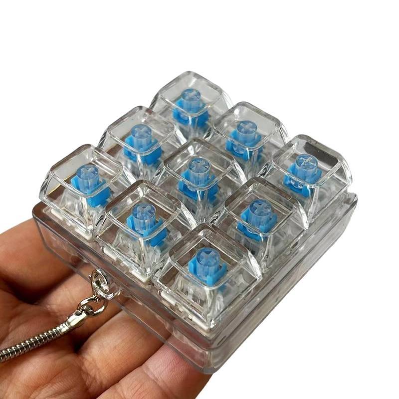 NS 4Key Bàn Phím Cơ Trục Máy Kiểm Tra Bàn Phím LED Mẫu Mini Giảm Căng Thẳng Chìa Khóa Đồ Chơi Cho Game Thủ Bàn Văn Phòng Nhà Móc Khóa NS