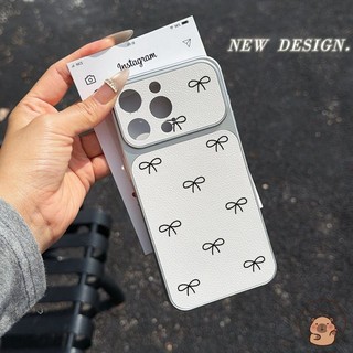 Dành Cho Vivo V70 Elite FE V60 V60E V50 V50E V40 V30 V29 V29E V27 V27E V25 V25E V23 V23E Pro Ốp Lưng Điện Thoại Nơ Màu Đen Đơn Giản Thắt Nơ Màu Trắng Lớn Cửa Sổ Vỏ Da PU