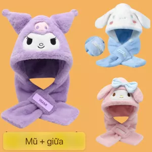 mũ cho bé .Mũ Kuromi Melody Loại 1 Cao Cấp – Siêu Mềm, Siêu Ấm Cho Bé 3 đến 12 Tuổi