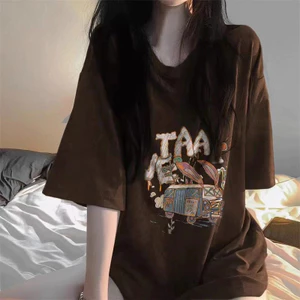 （Giao hàng 24h）Angela Áo thun form rộng nữ nam vintage thời trang nữ tee 100% cotton Nhiều màu sắc để lựa chọn
