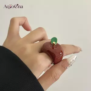 AqToCna Vintage Men Nhỏ Giọt Dầu Dâu Trái Cây Chunky Nhẫn Nữ Y2K Dễ Thương Ngọt Ngào Nhẫn Dành Cho Nữ Trang Sức Cá Tính Quà Tặng AqToCna