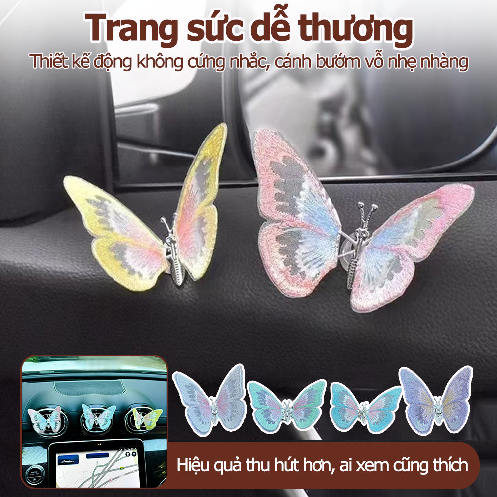 3D Bướm Ô Tô Trang Trí Nội Thất Bảng Điều Khiển Trung Tâm Cửa Thoát Khí Phụ Kiện Sáng Tạo Dễ Thương