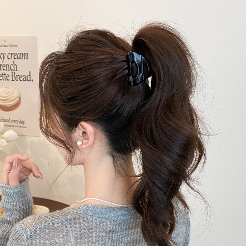 Kẹp tóc đuôi ngựa cao Acetate, Kẹp cá mập hình tam giác nhỏ