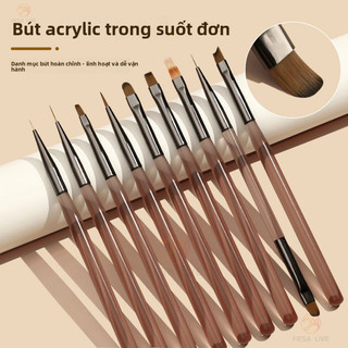 Bàn Chải Làm Móng Tay Phong Cách Nhật Bản Màu Nâu Hai Đầu Bút Vẽ Ống Nhôm Quét Acrylic Que Dài Keo-