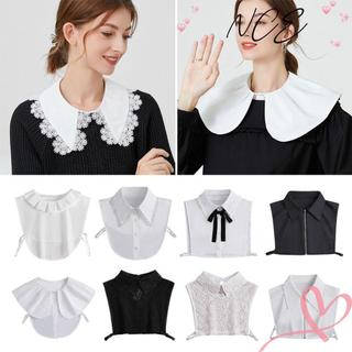 Áo sơ mi nữ cotton cổ giả có thể tháo rời, phong cách cổ điển