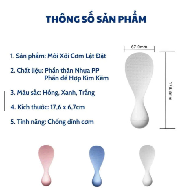 Muôi Cơm Lật Đật, Thìa Xới Cơm Tự Đứng, Muỗng Bới Cơm Chống Dính, Không Bị Đổ
