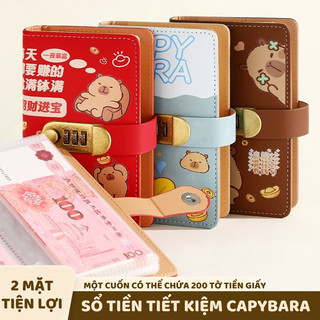 Sổ tiết kiệm đựng tiền Capybara có khóa sáng tạo – Sổ  quản lý chi tiêu xinh xắn, thử thách tiết kiệm 100 ngày