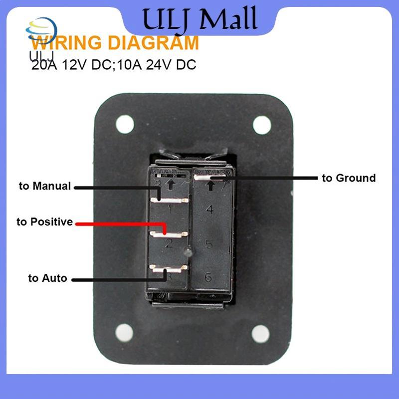 ULJ Máy bơm Bilge 3 chiều Rocker Chống nước 12V 24V 4Pin 20A SPDT Tự động / Tắt / Hướng dẫn sử dụng Bảng bơm Bilge có đèn LED.