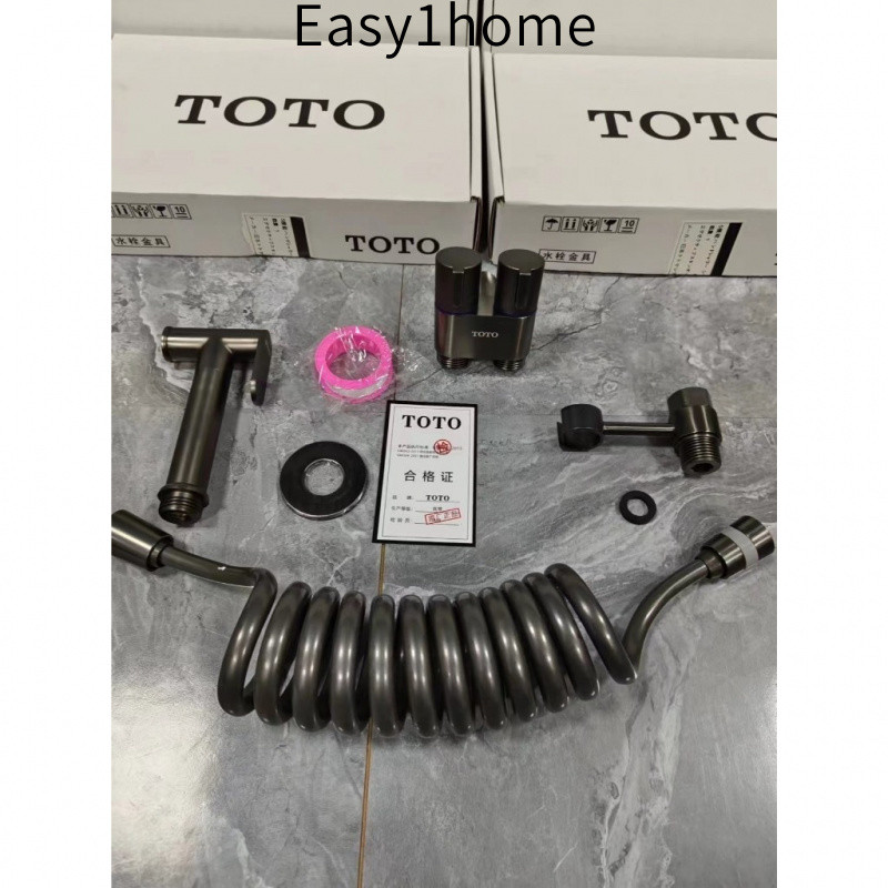 【Hộp gốc TOTO】Ba màu sắc, súng phun đồng nguyên chất hoàn toàn mới, phụ kiện nhà vệ sinh, một vào hai ra, súng phun tăng