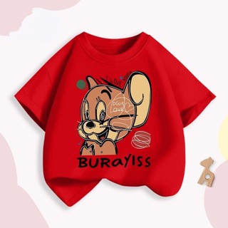 Áo thun ngắn tay cho bé trai in hình nhân vật Tom và Jerry một mặt, thoải mái và thoáng khí