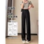 Quần ống rộng hẹp nữ 2025 Drape giản dị màu đen thẳng eo cao mỏng hơn trông mỏng phù hợp với quần 5.12