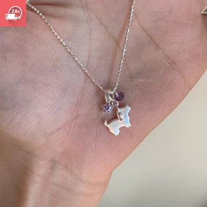 Tính khí thời trang ngôi sao hạnh phúc chú chó nhỏ màu tím mặt Vòng cổ nữ cá tính và đa năng