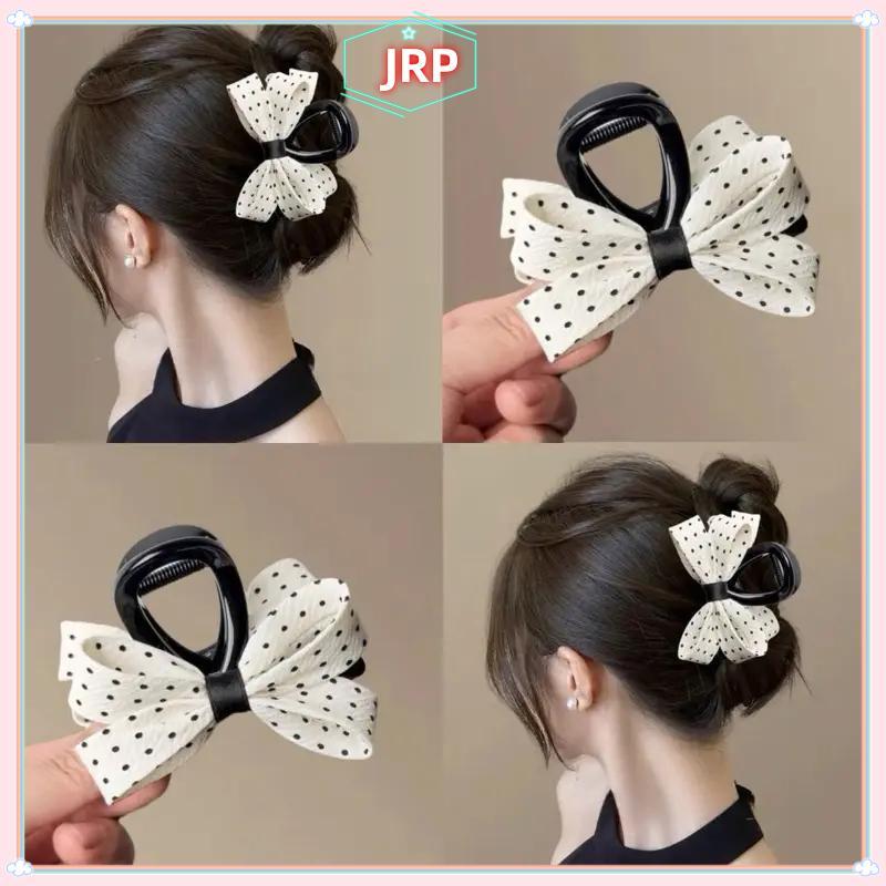 JRP Nơ Tóc Cho Nữ Chấm Bi In Hình Cá Mập Vuốt Kẹp Tính Khí Thanh Lịch An Toàn Đuôi Ngựa Giá Đỡ Để Sử Dụng Văn Phòng JRP