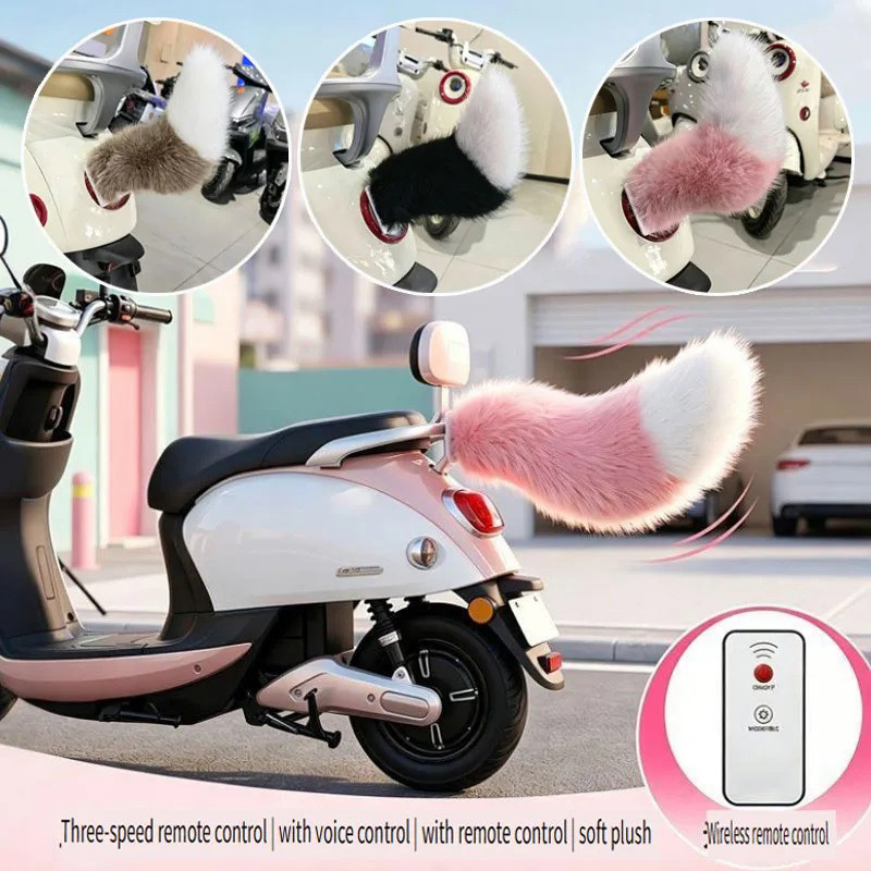 Xích Điện Động Vật Đuôi Cho Ô Tô Trang Trí Xe Máy Điều Khiển Từ Xa Lắc Sang Trọng Đuôi Ngộ nghĩnh Tự Động Phụ Kiện Đuôi Cáo Trang Trí