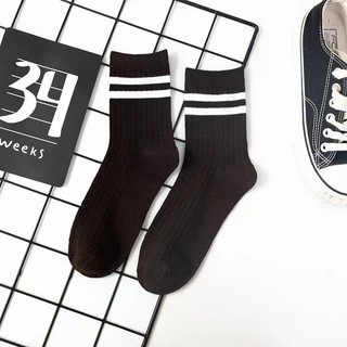 [QUÀ TẶNG] Tất vớ unisex nam nữ kẻ sọc ngang dệt thông hơi sợi cotton thấm hút QT01