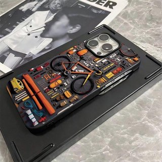 Khối xây dựng xe đạp cổ điển Vỏ mềm nửa gói sáng tạo cao cấp Thích hợp cho iPhone 17promax 11 12 14plus 15 16pro 17 13promax 14 Vỏ điện thoại chống sốc