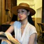 VN Classic < Old Money} Mũ rơm viền phẳng phong cách dành cho nữ, Mũ chống nắng đi biển mùa hè, Mũ chống nắng Fidora.