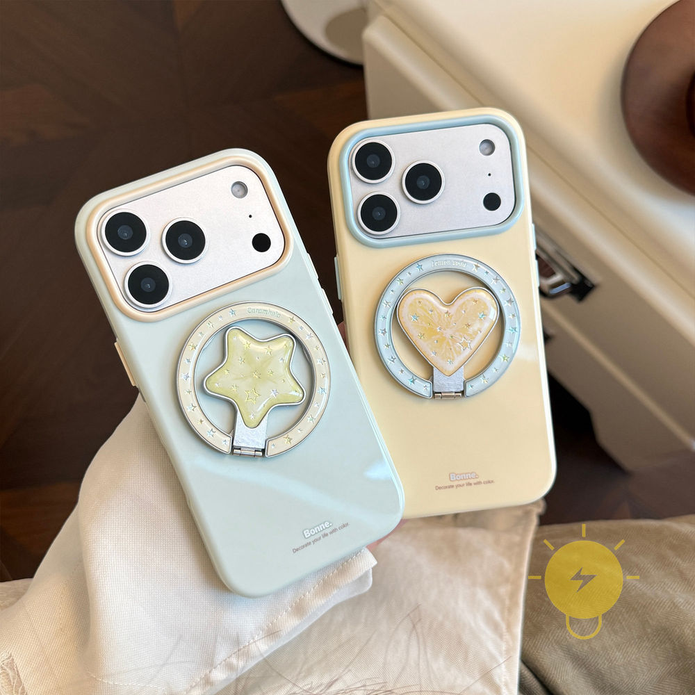 Phone Case For iPhone 17 Pro Max 16 15 14 13 with Griptok TPU Magnetic Heart with Griptok Gilding Aesthetic Korean Cute