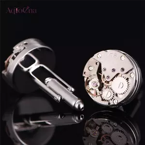 AqToCna 1 Cặp Vintage Nam Khuy Sét Đồng Hồ Phong Trào Vòng Tay Liên Kết Cưới Bạc Steampunk AqToCna