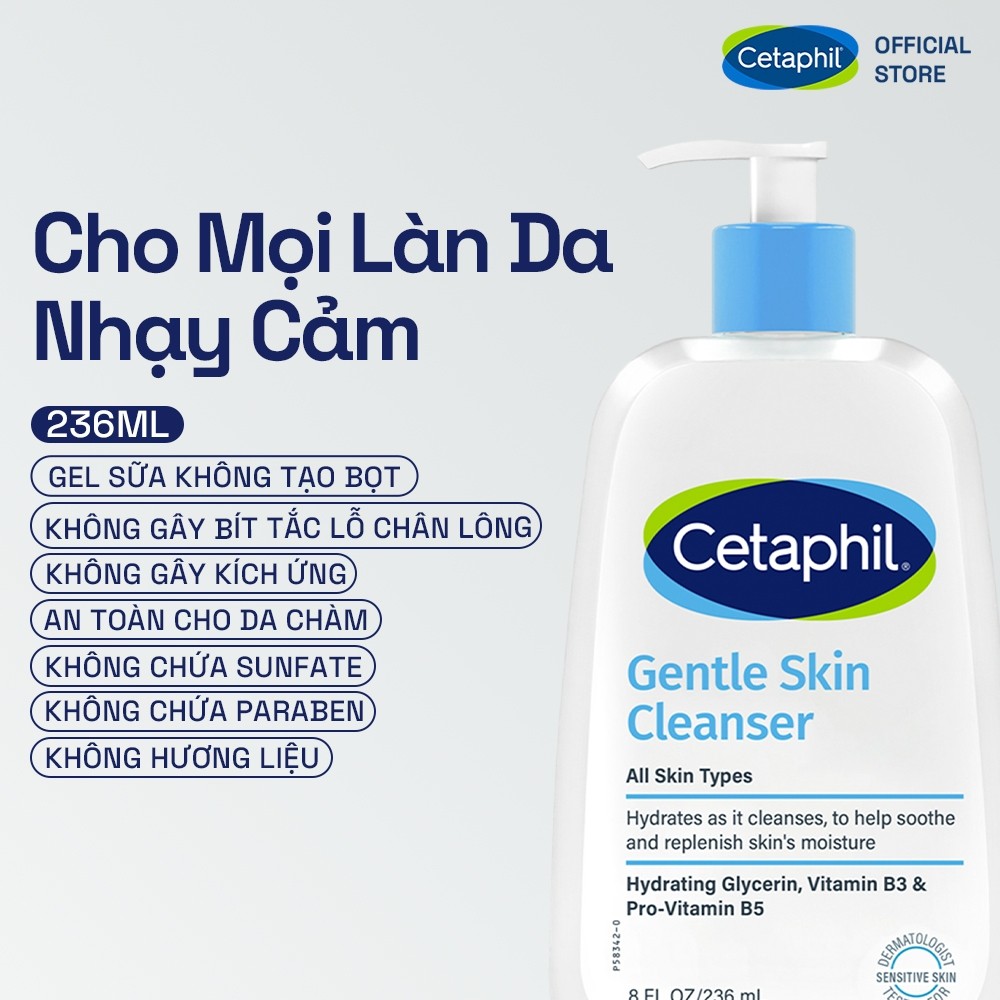 [LIVE] Sữa rửa mặt dịu lành cho da nhạy cảm Cetaphil Gentle Skin Cleanser 236ml