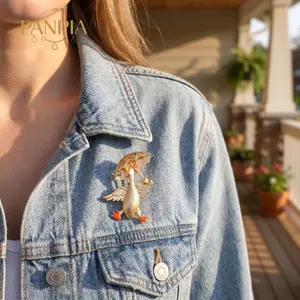 PNPIA- Vintage Lấy Ô Du Trâm Cài Cho Nữ Unisex Động Vật Dễ Thương Pin Hạnh Phúc Đi Bộ Du Trang Sức Thời Trang