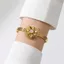 WEETW Vintage Vòng Tay Thanh Lịch, Vòng Tay Vòng Hoa Màu Vàng Thời Trang, Thanh Lịch Chống Thấm Nước Bằng Thép Không Gỉ Mở Cánh Tay Lắc Tay Đám Cưới