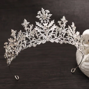 Vương Miện Cô Dâu Đầu Baroque Phụ Kiện Tóc Hợp Kim Vương Miện Châu Âu Mũ Cưới Kim Cương Giả Phù Hợp Với QZTN