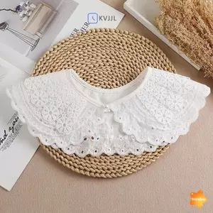 Khăn choàng cổ áo giả dành cho nữ có thể tháo rời Trang trí ren thêu hoa lãng mạn nhiều lớp cổ áo sơ mi giả cổ áo sơ mi mới