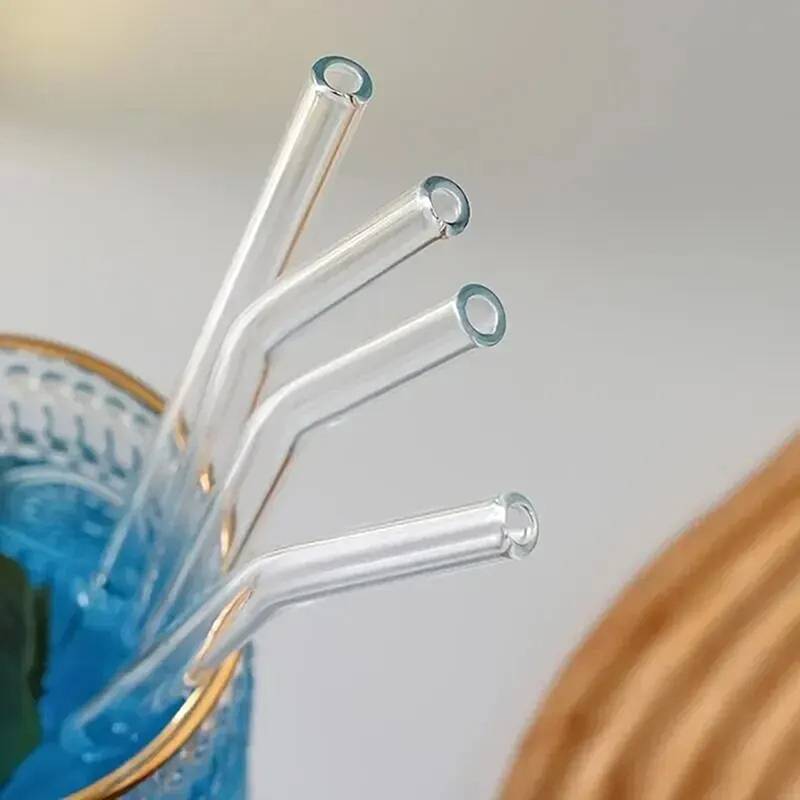 PlumHOUSE Bộ Ống Hút Thủy Tinh Có Thể Tái Sử Dụng Borosilicate Smoothie Cotails Ống Hút Khỏe Mạnh Thân Thiện Với Môi Trường Ống Hút Uống Có Bàn Chải Vệ Sinh VN