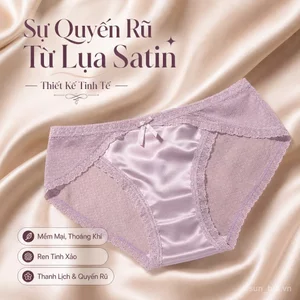 Set of 5 Ladies' Soft Satin & Lace Panties, Elegant Bow-Designed Mid-Rise Underwear Bundle