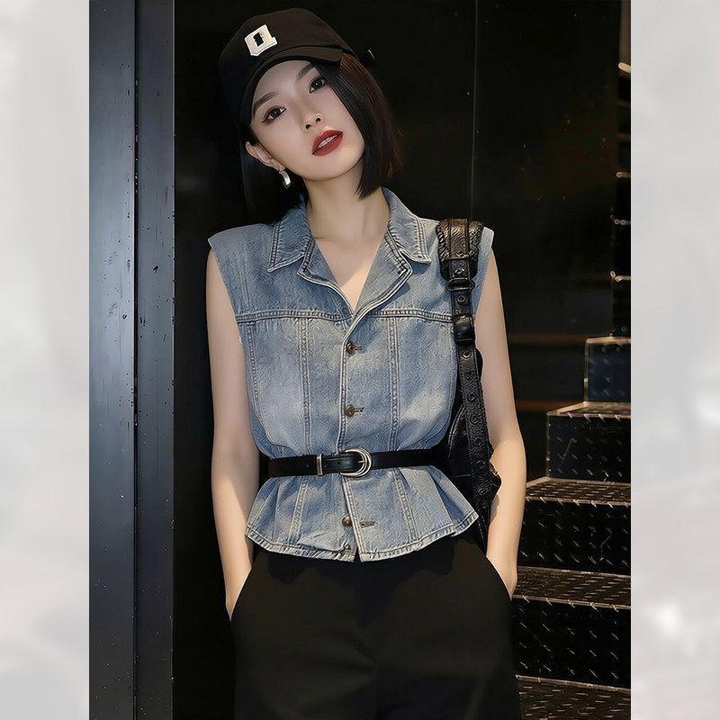 [Giảm giá 50%] Áo sơ mi Denim thông thường phù hợp cho nữ mùa hè 2026 Phong cách mới Pháp Retro Ve áo sơ mi nhỏ Áo sơ mi tinh tế độc đáo