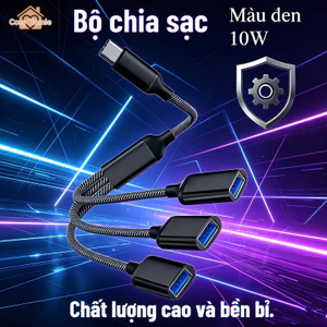 cáp chia cổng typec cho xe vinfast vf3 ra 2 3 cổng usb vỏ nhôm dây dù 5v 2a camera xe điện thoại
