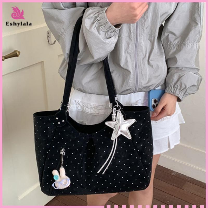 Túi Tote PU chấm bi cổ điển Eshylala, đeo vai lớn / Túi xách nữ [MỚI]